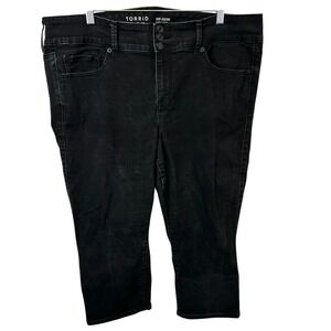 Torrid Plus Size 20 Carpi Jeans Denim Black Super Soft Crop‎ High Rise 1320